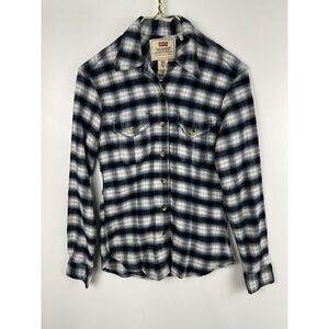 LEVIS Jeans Wear For Women Size Small Plaid Button Up Flannel Shirt Fit Cotton